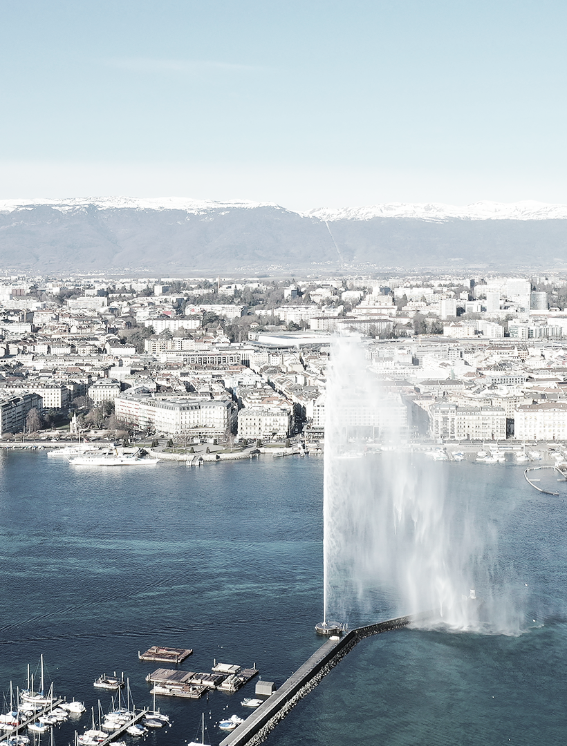 Geneva lake in Switzerland with the water jet